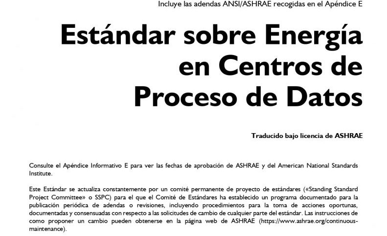 Estándar 90.4 – 2022 Energía en Centros de Proceso de Datos